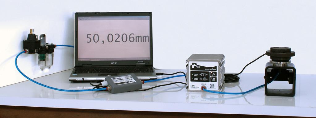 Montagem teste Para avaliação do consumo de ar foi montado um sistema de medição simples, composto de um conjunto de filtros e regulador de pressão para instrumentação Metrolog REG1 (indicação #1),