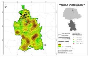 Figura 2: Mapa da Densidade dos lineamentos Fonte: Autor (2017).