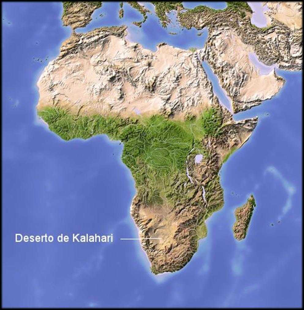 A Namíbia é um país predominantemente desértico; ali podemos encontrar o deserto do Namibe, junto à costa, e o Kalahari numa parte do seu interior.