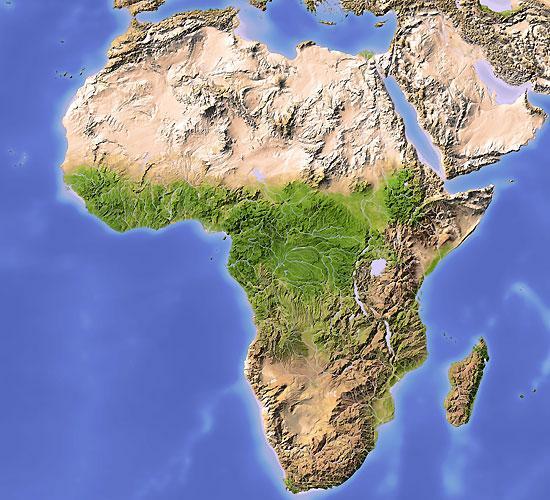 No continente africano prevalece a existência de planaltos de altitudes baixas e médias. Nas regiões litorâneas, encontramos as planícies costeiras.