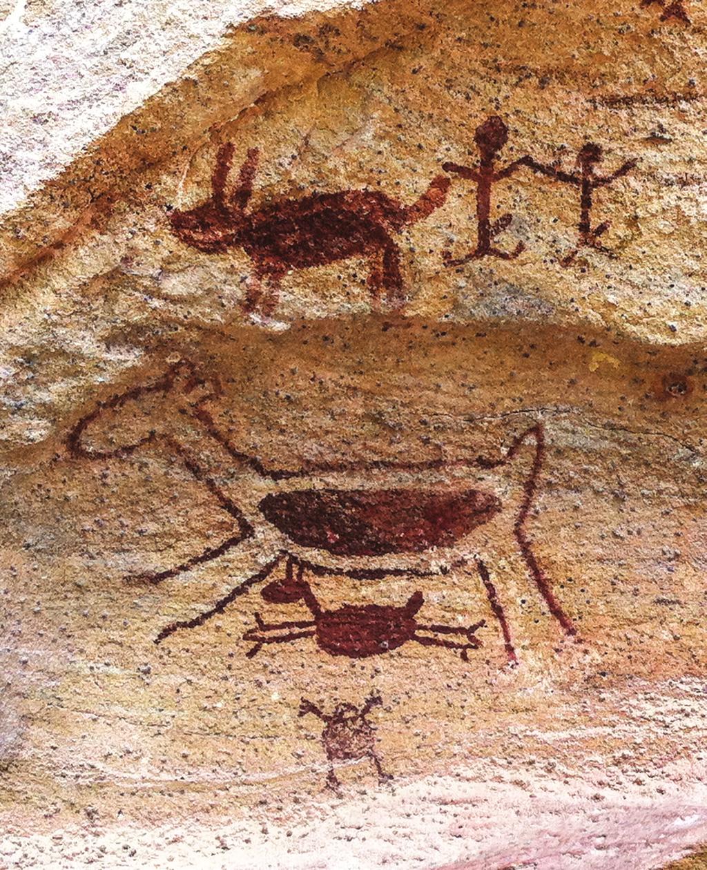 Arte Rupestre Arte rupestre são manifestações feitas pelo ser humano pré-colonial que utilizava como suporte a rocha: a pintura era feita com tinta de origem animal, vegetal e mineral; as gravuras ou