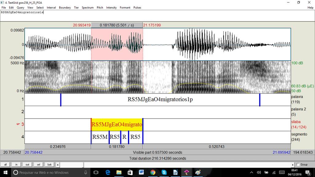58 FIGURA 17: Presença do tepe no espectrograma O caso nº 2: