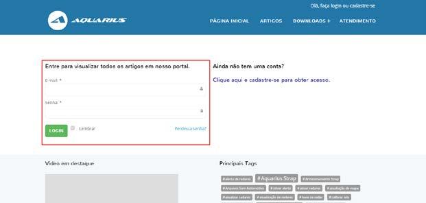 Pág.: 38 de 47 6º passo: Com o cadastro devidamente validado, volte a http://suporte.aquariusbrasil.com e realize o login.