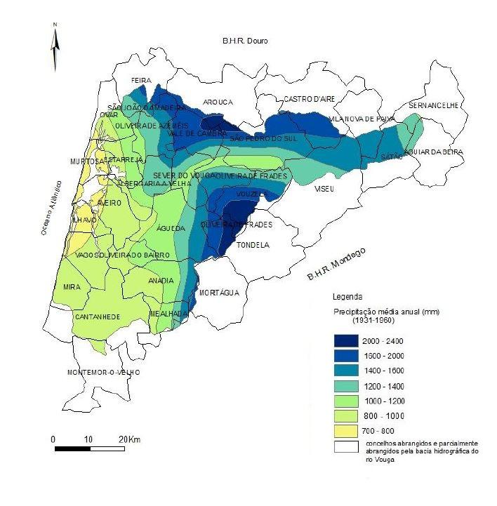 30 Bacia Hidrográfica do Vouga É a análise de fatores como a temperatura e precipitação que permitirão uma caracterização de toda a BHV, bem como o seu potencial para a construção de aproveitamentos