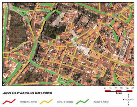 Figura 4-9 - Largura dos arruamentos no centro histórico da cidade de Serpa.