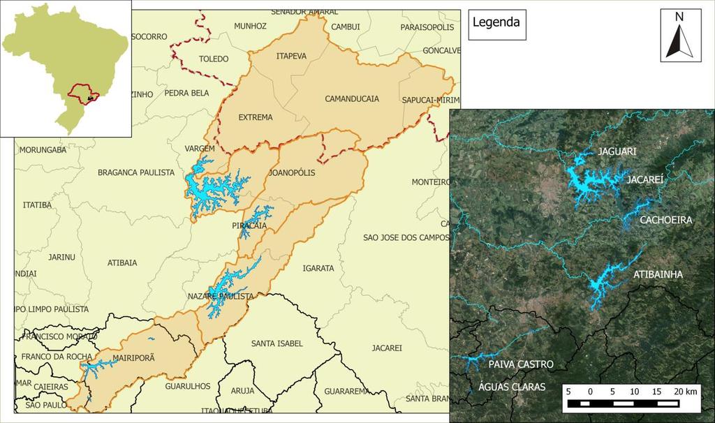 Figura 1: Localização do Sistema Cantareira. Fonte: O autor, com informações do IBGE (2013) e Agência das Bacias PCJ (2012).