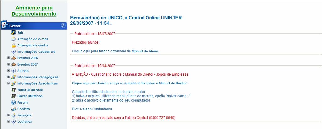 Figura 2 - Tela Acesso aos Módulos Ao clicar no módulo Serviços duas opções distintas ficarão disponíveis: Figura 3 Opções do módulo serviços 1) Requerimentos: Opção de requerimentos dos lotes