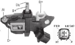 TESTES DE BANCADA DEVEM SER REALIZADOS COM LED NO TERMINAL L. NÃO UTILIZAR LÂMPADA. IK5237 14,5 V Campo positivo "Circuito A" Alfa Romeo, Fiat, Citroen, Lancia, Peugeot (Europe).