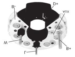 RETIFICADORES IK3366 95A, Diodos 6x35A, Paraf. B+ M6x50, Paraf. D+ M4x50, Paraf. W M4x45, c/ triodo, diametro 114mm.