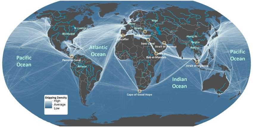 Linhas de Navegação dos Navios de Contêineres no Mundo Relação PIB Vs População AMÉRICA DO NORTE Pop 5,7% PIB 24,3% EUROPA Pop 10,7%