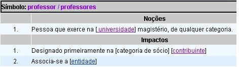 Após terem sido inseridos os marcadores (colchetes) delimitando a ser o hiperlink, na descrição de noções ou impactos, o hiperlink é criado, se o símbolo ou sinônimo existir.