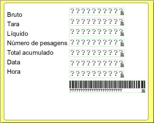 Exemplo de transmissão no formato da impressora Zebra: Impressão se vinculada a função imprimir acumulado e número de pesagens acumuladas F-m 13.