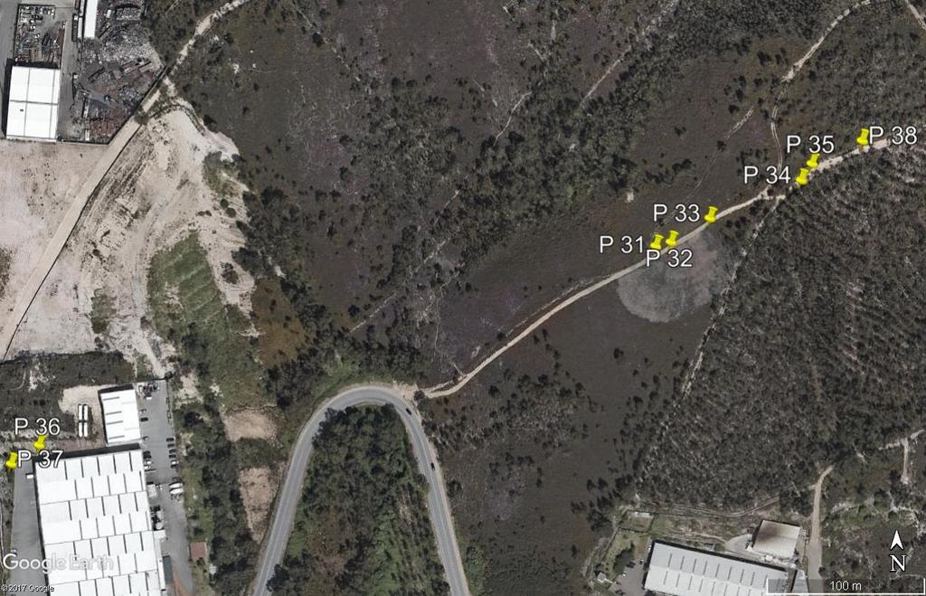 63 Fig. 4.48 Ampliação da Imagem Google Earth contendo os pontos 31 a 38.