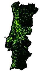 Figura 1 Mapa da distribuição espacial de eucaliptos (pontos amarelos) em 2006 Fonte: Resultados do Inventário Florestal Nacional DGRF, 2005/06 6 Após a entrada em vigor do RJAAR, o número de