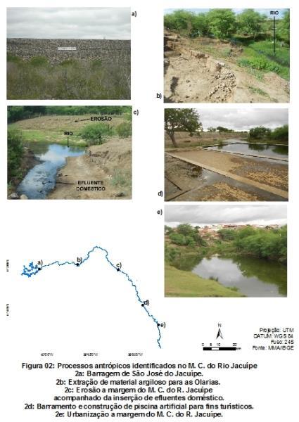 Figura 02 Processos antrópicos identificados no Médio Curso do Rio Jacuípe CONSIDERAÕES FINAIS: A proposta de analisar a paisagem numa perspectiva holística fez-se refletir a cerca das inter-relações