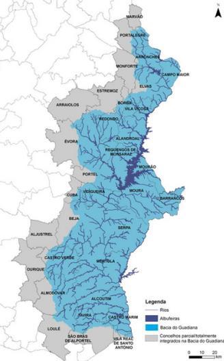 apenas 5 sub-bacias do rio Guadiana: Ardila, Chança, Vascão, Foupana e Odeleite; Declínio