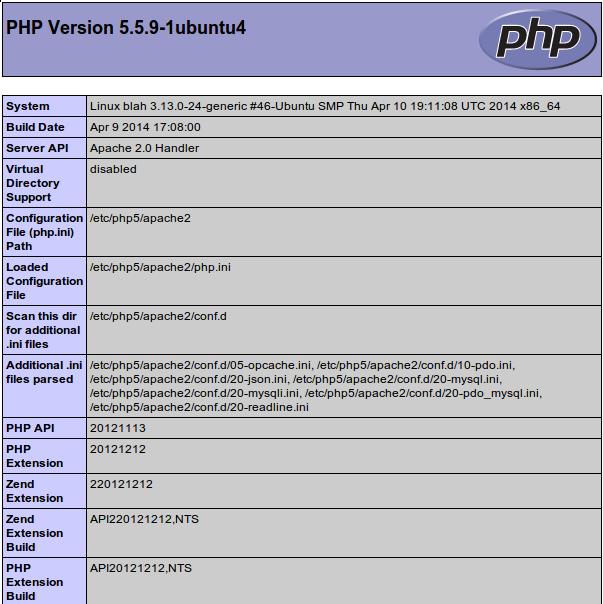 Esta página basicamente fornece a você informações sobre seu servidor a partir da perspectiva do PHP.