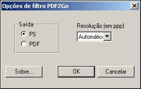 FILTROS DO HOT FOLDERS 67 Utilização do filtro PDF2Go O filtro PDF2Go é uma saída PDF desenvolvida pela Creo-Scitex como opção ao seu fluxo de trabalho Brisque.