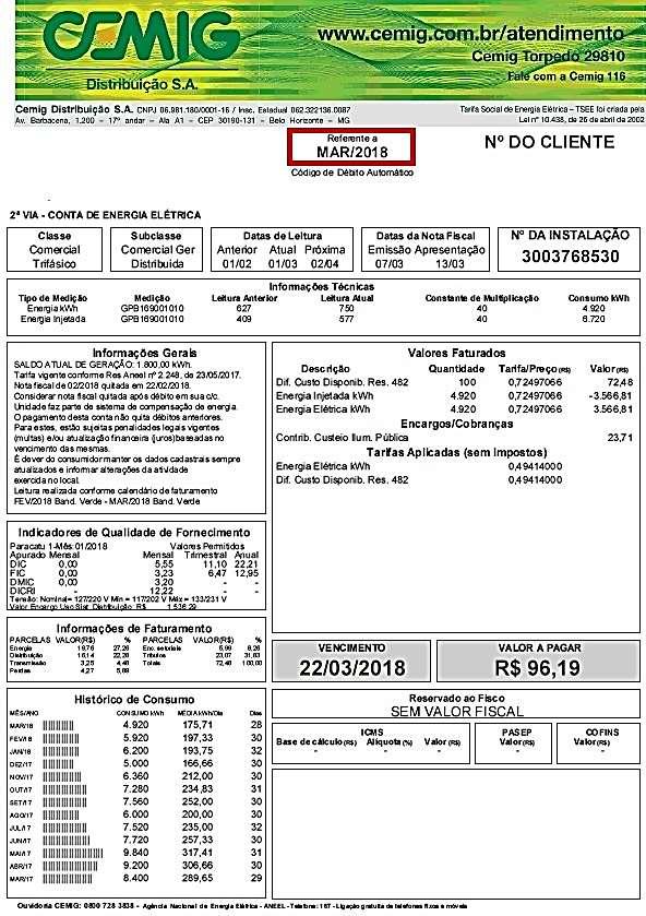 fotovoltaico. Antes da instalação R$ 6.