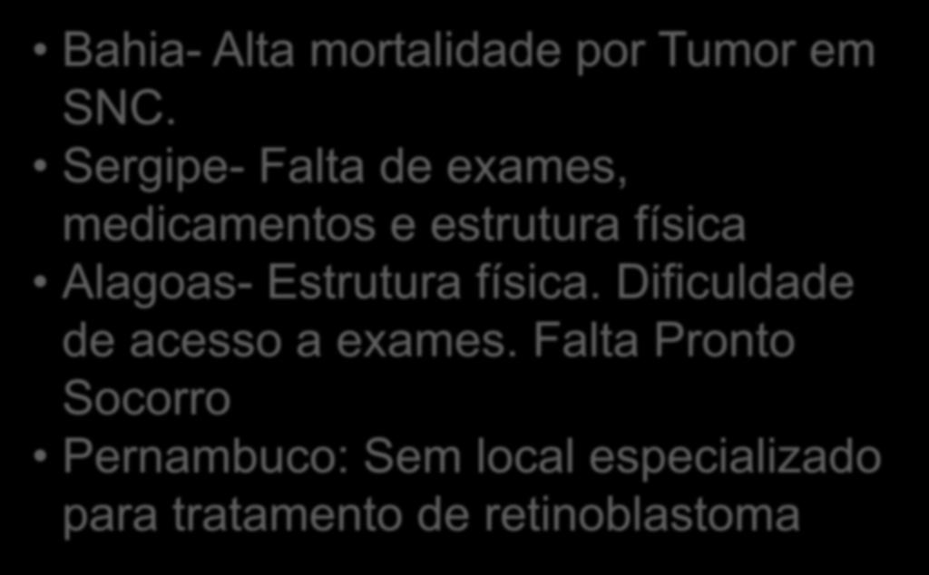 Sergipe- Falta de exames, medicamentos e estrutura física Alagoas-