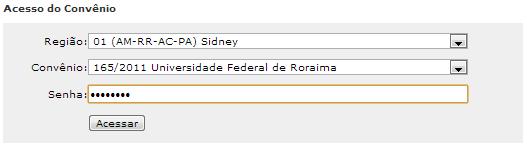 Login do Convênio para cadastro/acompanhamento de PPC 4.