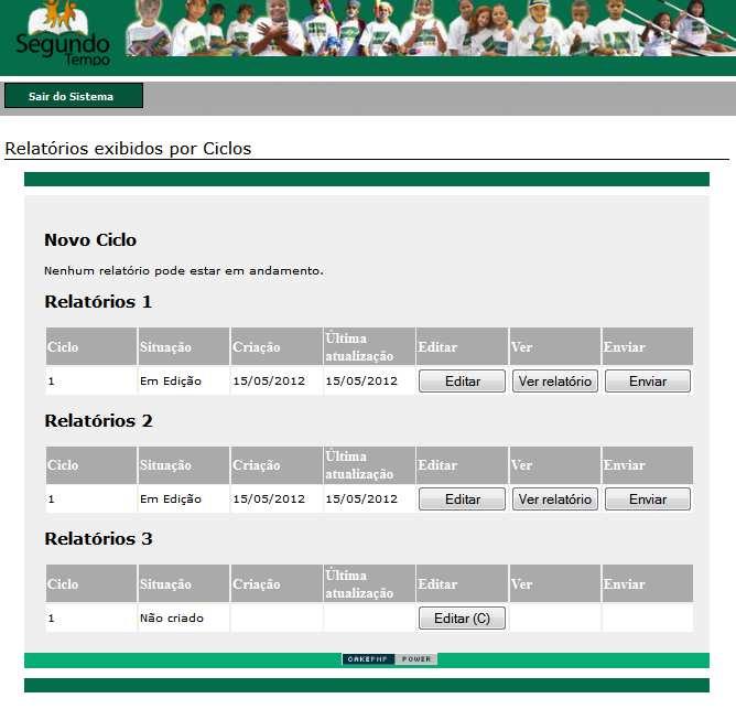 SisRAC 1º RELATÓRIO EDIÇÃO/ALTERAÇÃO 12.