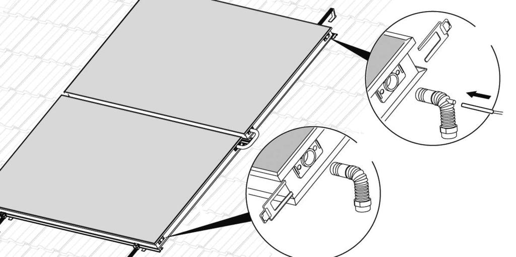 Energia solar Estrutura suporte para telhado inclinado Ligação em coluna Estrutura para telhado inclinado fabricada em Aluminio de alta resistência à corrosão e peso reduzido.