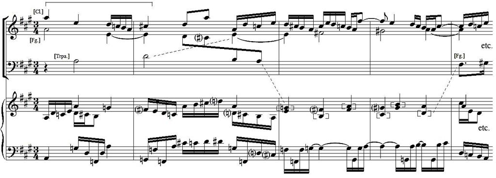 1041 instrumento efetua um dobramento das notas da mão direita do piano (indicadas no exemplo entre colchetes).