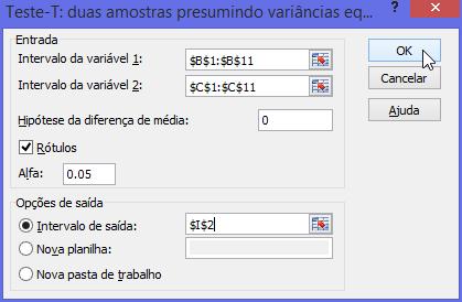 Teste de Hipótese / ECEL Exemplo: Para se comparar a resposta espectral de alvos, 1 pixels são escolhidos aleatoriamete de cada alvo, cujos resultados são apresetados abaixo.