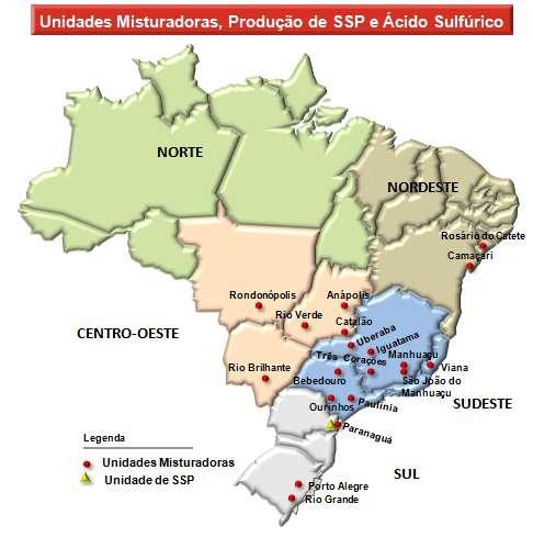 Unidades de Misturas e Capacidade de Produção A Heringer possui atualmente 19 unidades de mistura, sendo que, a unidade de Anápolis/GO, São João do Manhuaçu/MG e Rio Grande/RS, entrarão em operação