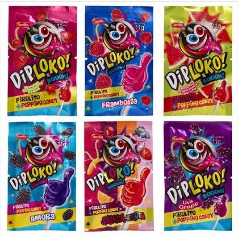 . Pack 15 Unidades Pirulito Dip Loko... Pack 15 unidades Pirulito Dip Loko Booom UvaPirulito delicioso com pequenas sensações de explosões na boca! Ideal.