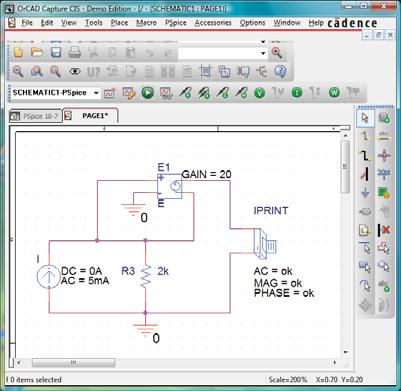 Qundo o circuito é configurdo, os nívis CC prcm durnt simulção, rspost CA podrá sr ncontrd prtir d opção.