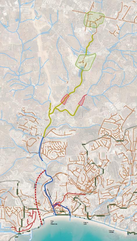 Abordagem combinada: Soluções estruturantes SOLUÇÃO RECOMENDADA 1. Novo Túnel de desvio dos caudais da Ribª Albufeira e tamponamento de ligação ao túnel atual 2. Reforço da rede de drenagem 3.