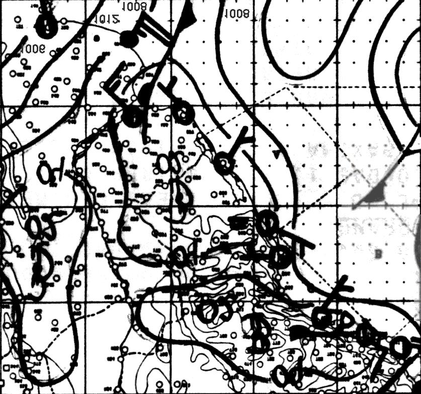 baixas temperaturas entre os dias 16 e 17/01/92 na região de Pelotas estavam associadas a entrada de um sistema de alta pressão que se estabeleceu, após a passagem de duas frentes frias, sobre esta