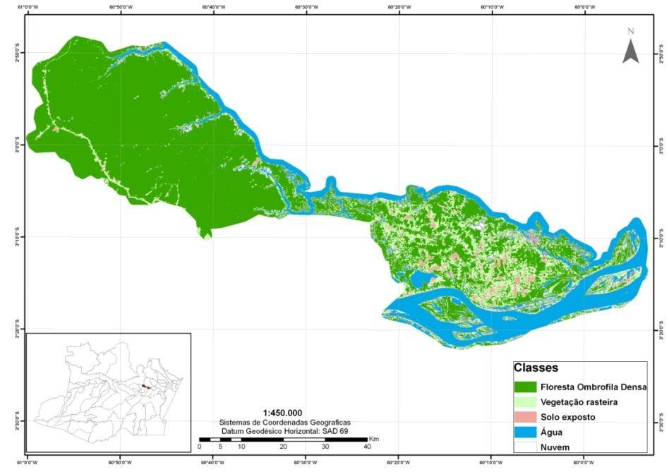 RESULTADOS E DISCUSSÃO Com base nos resultados da interpretação das imagens, foi possível mapear e quantificar os tipos de uso e cobertura da terra