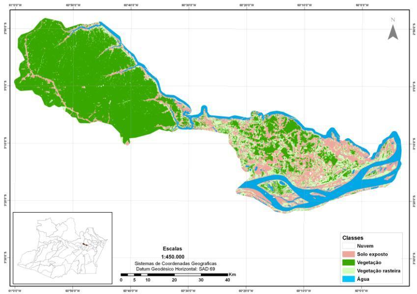 e 3 representam os mapas de uso e cobertura da terra preliminar dos anos 1998, 2003 e 2009 da área de estudo.
