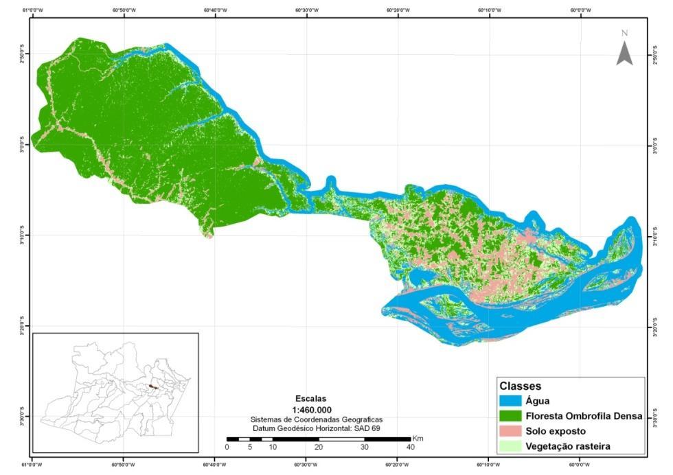 Figura 3 - Mapa de uso e ocupação da terra do ano de 2009 do município de Iranduba A classe Floresta que em 1998 recobria 1.