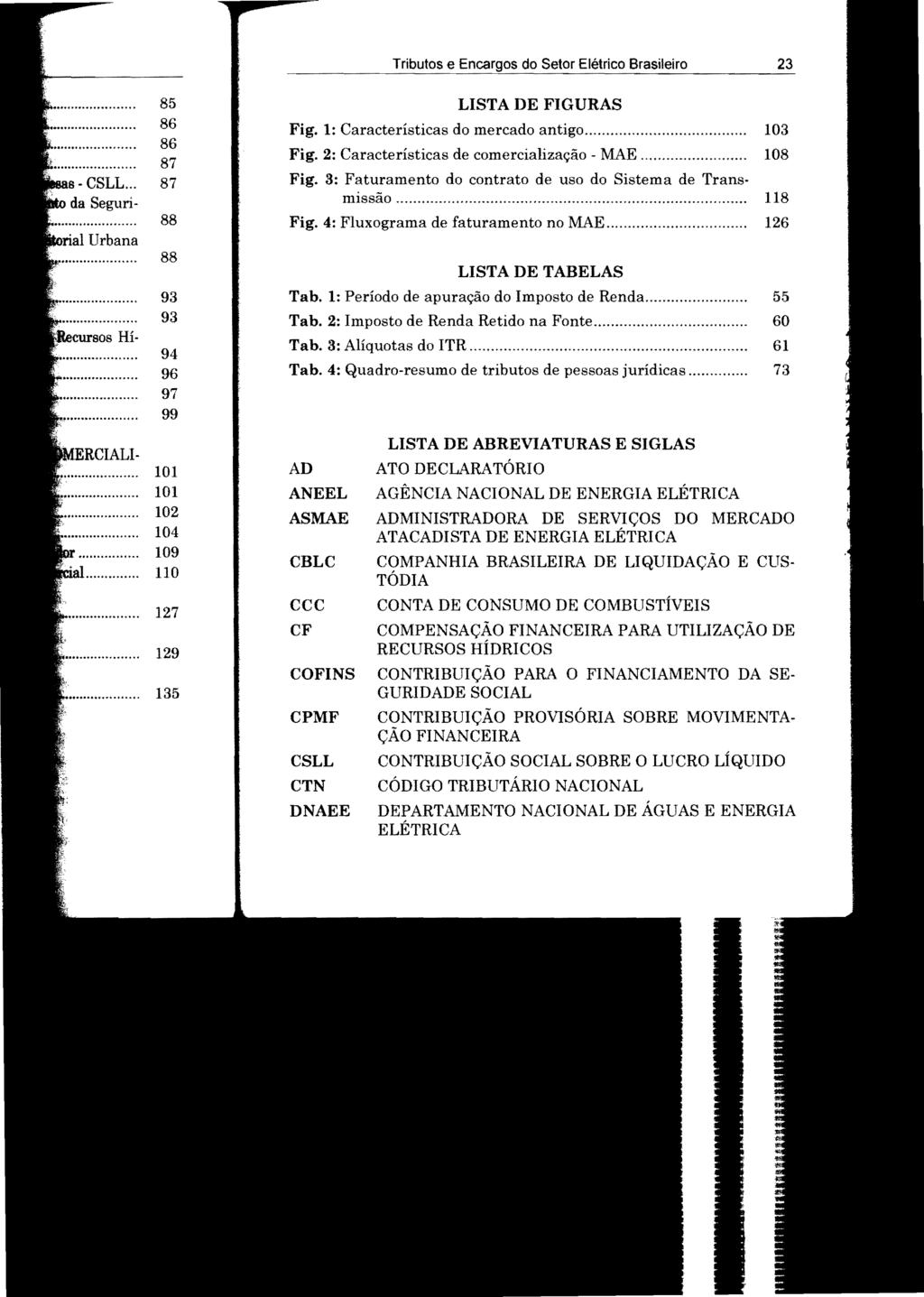Tributos e do Setor Elétrico Brasileiro 23 LISTA DE FIGURAS Fig. 1: Características do mercado antigo... 103 Fig. 2: Características de comercialização - MAE... 108 Fig.