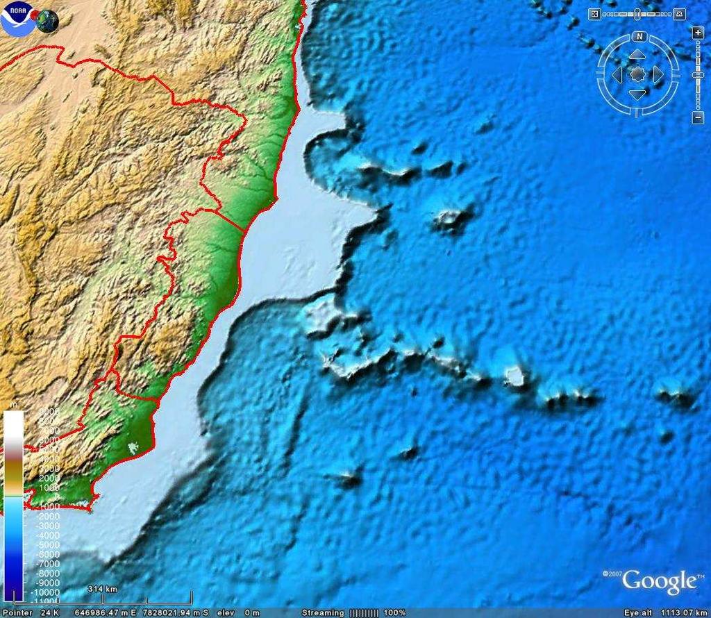BA MG ES RJ Figura 3 Mapa representando ambiente marinho adjacente ao estado do Espírito Santo. Fonte: Google Earth.