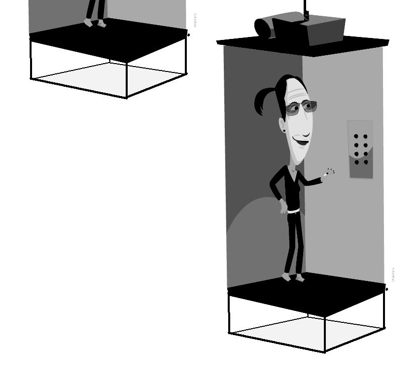 Os elevadores possuem um reservatório de água em seu interior, de modo que, para o elevador que está acima descer, seu reservatório é abastecido.
