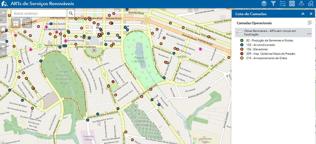 Sistema de Informações Georreferenciadas SIG / Crea-PR Desenvolvimento mapas específicos para utilização na fiscalização: identificação de locais com possíveis