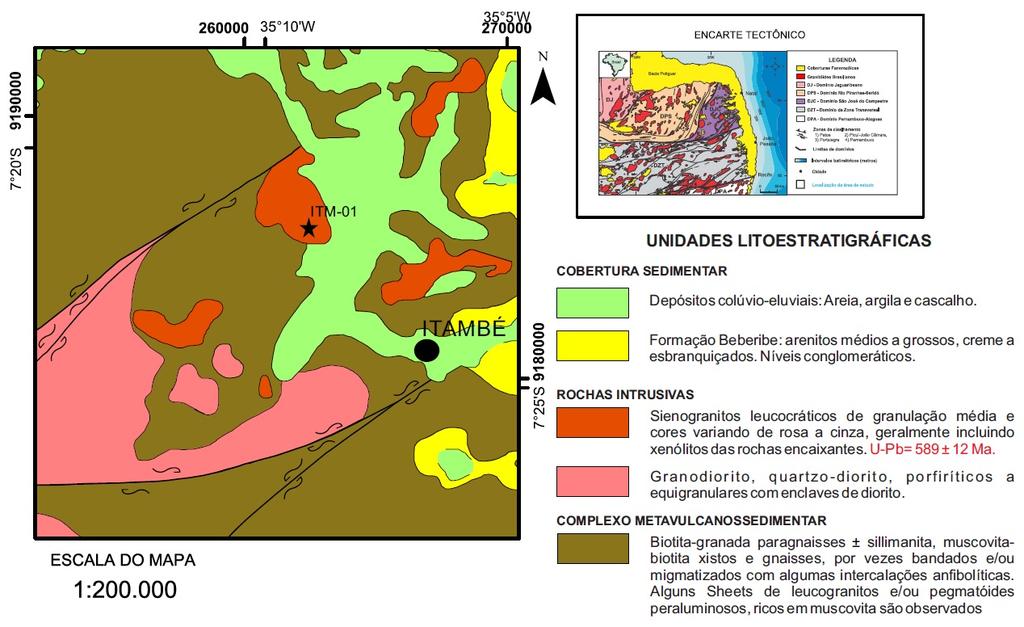 76 D. J. S. Farias, I. P. Guimarães / Comunicações Geológicas (2014) 101, Especial I, 75-79 cristais prismáticos, anédricos a subédricos com pleocroismo verde-castanho a verde-azulado.