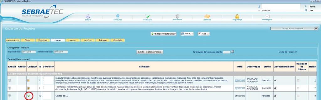 7.1 CONCLUINDO TAREFAS, GERANDO E ANEXANDO RELATÓRIOS PARCIAIS