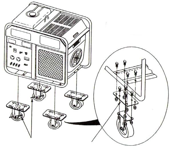 9. Acessórios Bateria A. Baterias Use bateria 12V, 35AH ou maior. Não inverta a polaridade isto pode provocar danos sérios ao gerador e/ou à bateria.