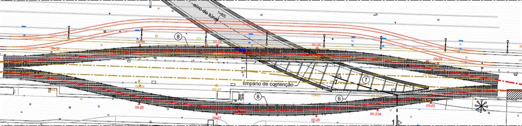 3. Fase 3 Desvio provisório das duas linhas da Refer: a. Definição do limite para a execução do túnel a 1,10m da face da vedação da Refer através da execução de estaca prancha; b.