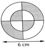 7) Faça o que se pede: a) Calcule a área da parte escura da figura, sabendo que o raio mede