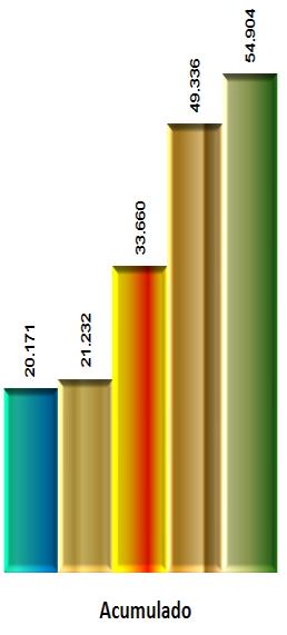 Participação Mensal das Vendas em 2005, 2006, 2007, 2008 e 2009 A distribuição de