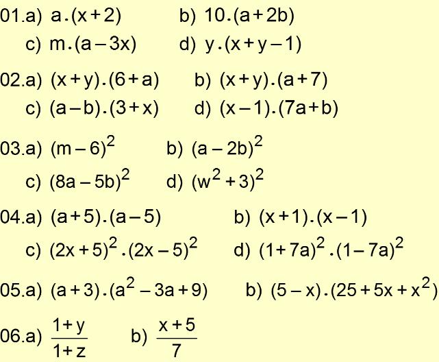 Atividades de Sala 01. Fatore as expressões abaixo. a) ax + a 10a + 0b 4m mx xy + y y 0. Fatore por agrupamento as expressões. a) 6x +6y+ax+ay ax +ay+7x+7y a b + ax bx 7ax 7a +bx b 0.