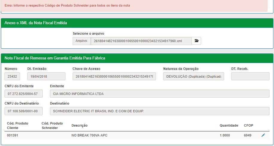 Para toda linha adicionada via XML é obrigatório, ao menos da primeira vez, clicar no