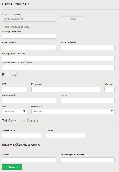 3. Uma vez validado preencha todos os campos do formulário e ao